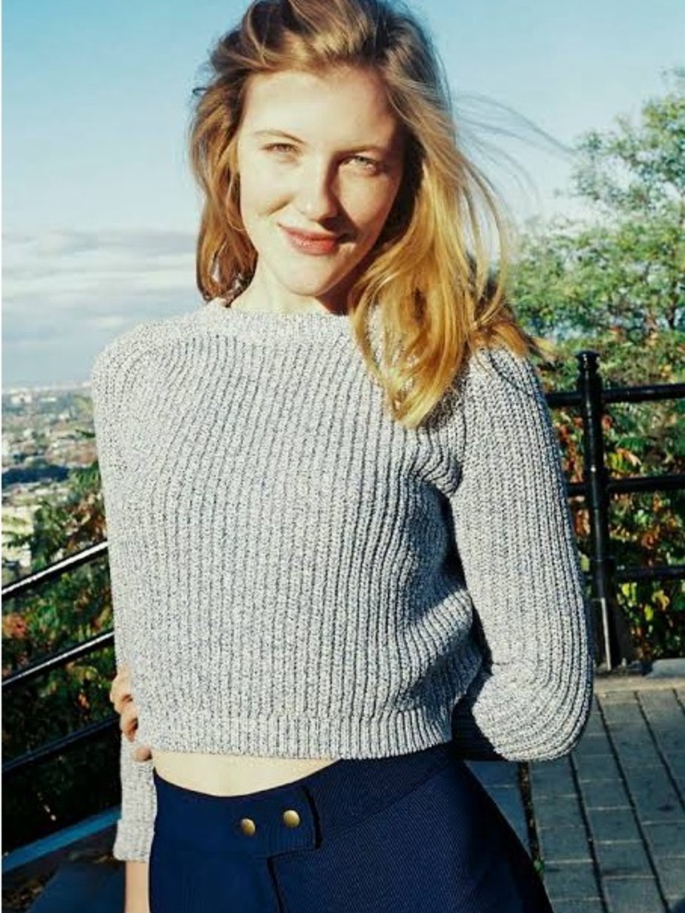 Vintage American apparel cropped sweater- grey - small
